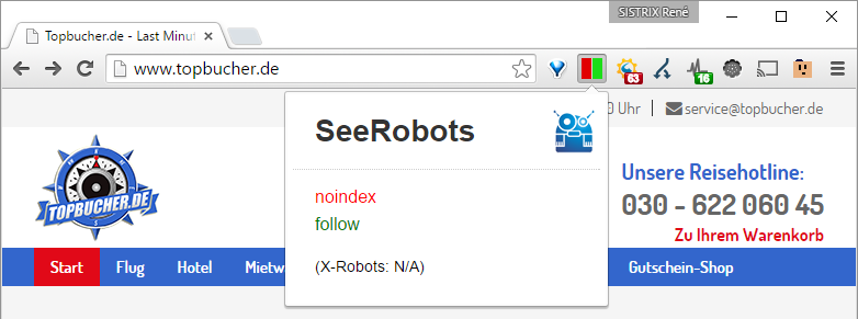 4: Используйте плагин браузера SeeRobots (Firefox & Chrome) для определения страниц, которые случайно заблокированы для Google