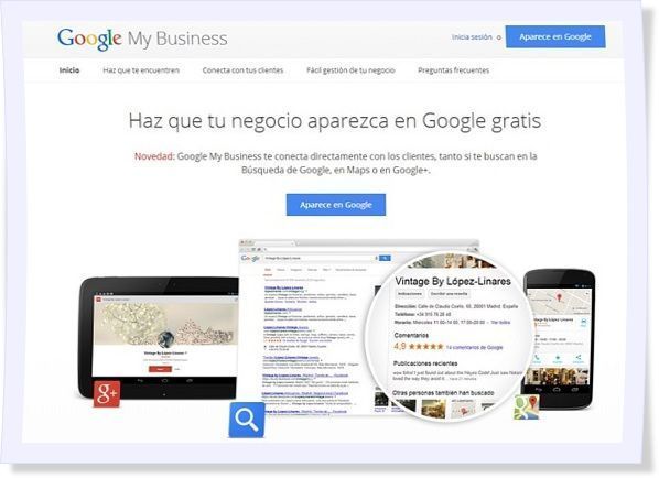Страница для регистрации в Google My Business